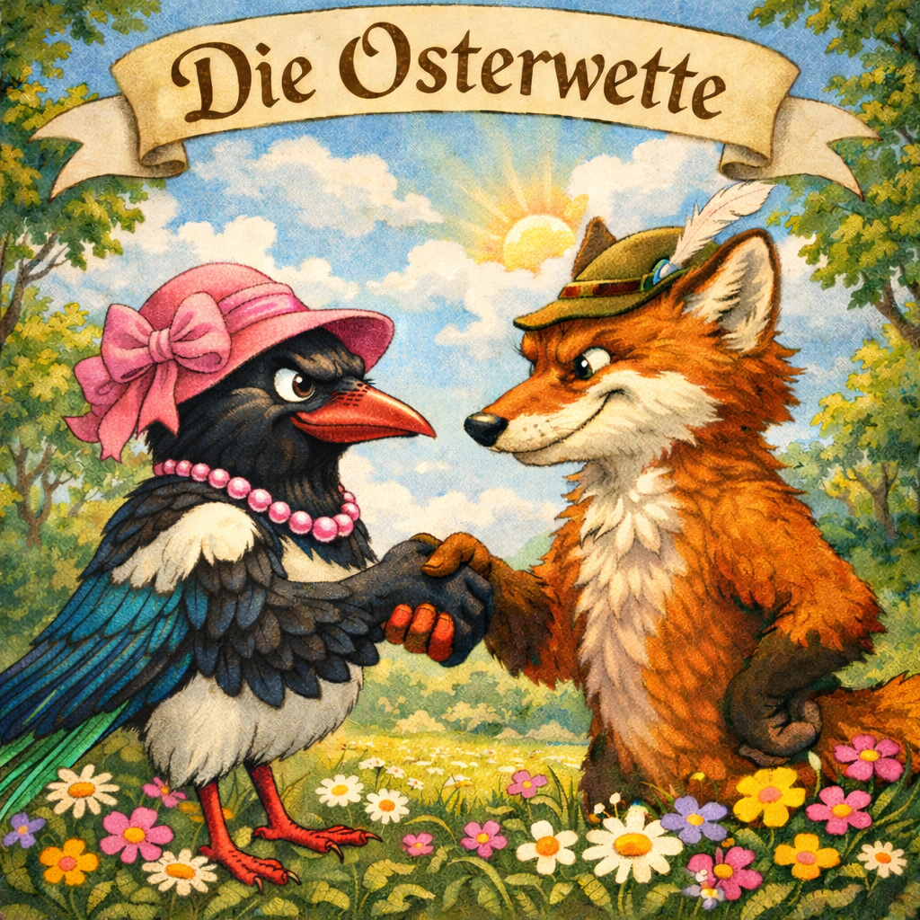 Bild: Topp die Wette gilt! Herr Fuchs und Frau Elster schlagen ein.